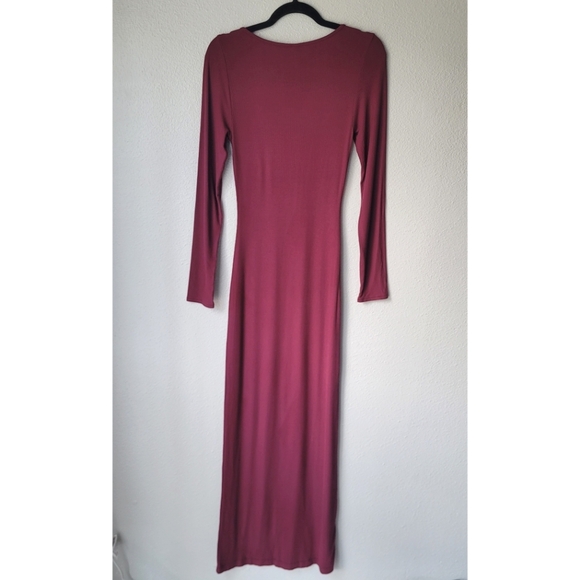 SKIMS Ribbed Long Sleeve Maxi Dress, Size Large, Color Bordeaux Wine - Picture 6 of 9